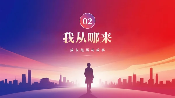紫色简约活泼渐变风大学生新生入学自我介绍PPT模板