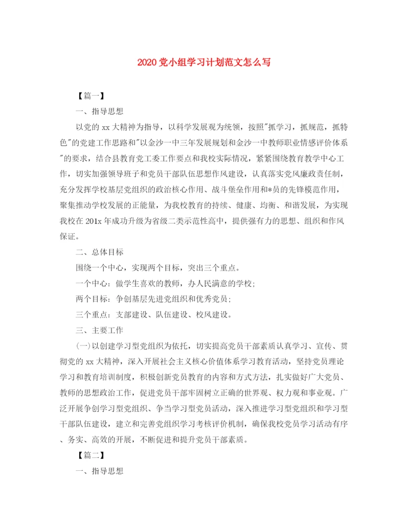 精编之党小组学习计划范文怎么写.docx