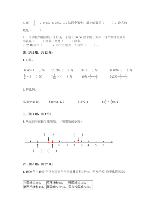 河南省平顶山市六年级下册数学期末考试试卷附答案（精练）.docx