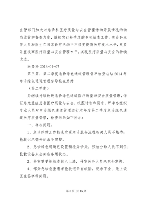 第三季度急诊绿色通道管理督导检查总结.docx