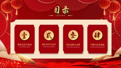 红色国风新年目录页