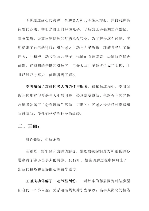 2018调解员先进事迹