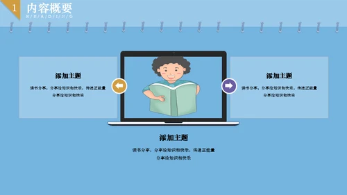 读书分享会淡蓝色小清新通用PPT模板