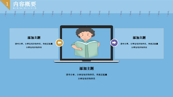 读书分享会淡蓝色小清新通用PPT模板