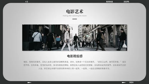 黑白简约风电影介绍电影观后感电影推荐电影分享ppt模板