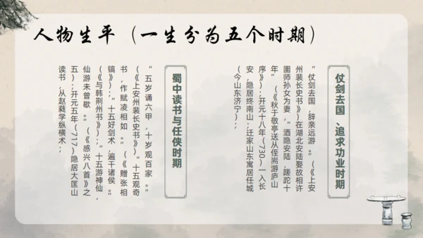 青莲居士李白诗仙李白介绍通用PPT模板
