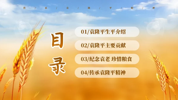 黄色实拍稻穗522纪念杂交水稻之父袁隆平主题班会PPT纪念袁隆平