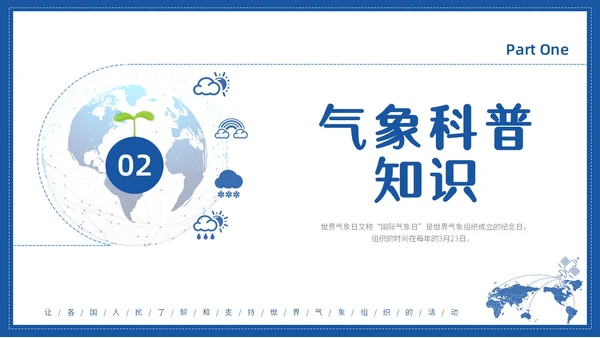 蓝色水彩简约世界气象日节日庆典PPT课件