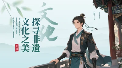 绿色中国风探寻非遗文化之美PPT模板