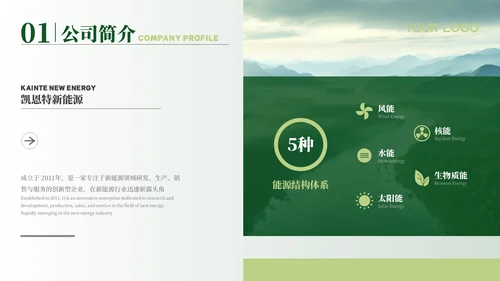 绿色新能源风格汇报总结PPT模板