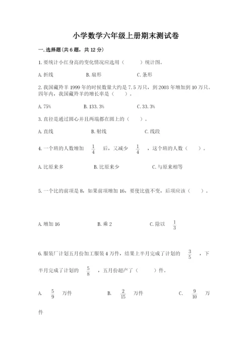 小学数学六年级上册期末测试卷附答案【研优卷】.docx