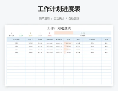 工作计划进度表