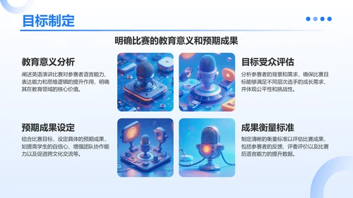 蓝色3D风成功的英语演讲比赛方案PPT模板