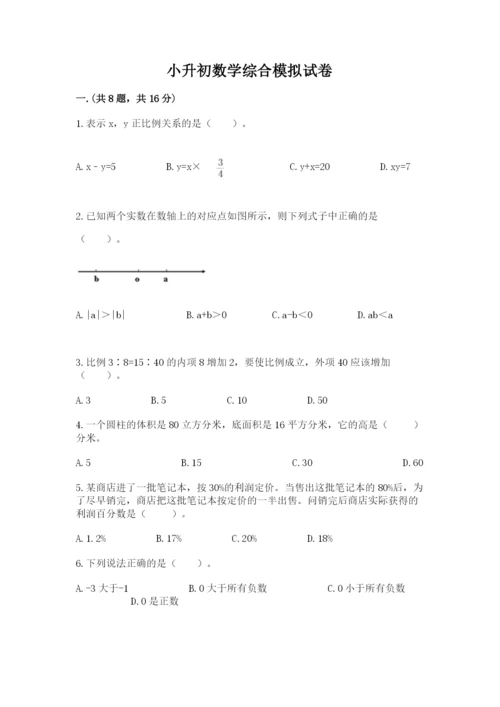 小升初数学综合模拟试卷（名师推荐）.docx
