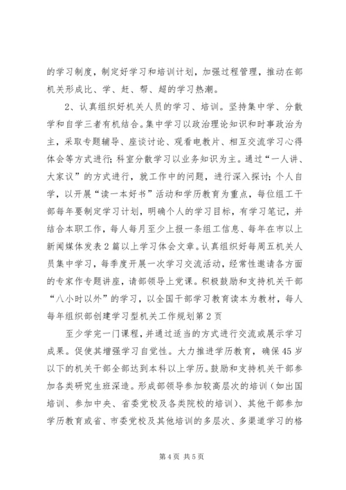 组织部创建学习型机关工作规划 (9).docx