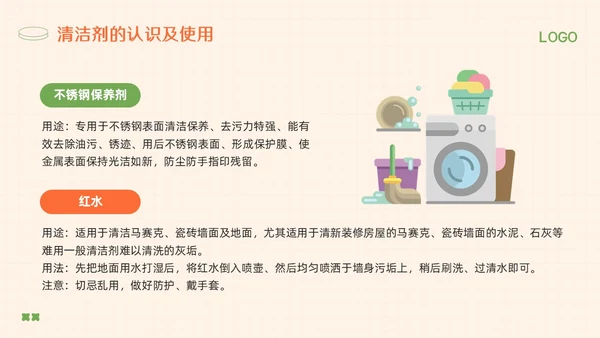 橙绿简约保洁人员培训教材PPT模板宣传PPT动态PPT保洁培训
