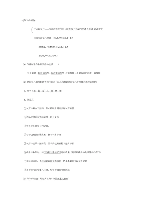 2023年初三化学上册期中考试知识点总结.docx