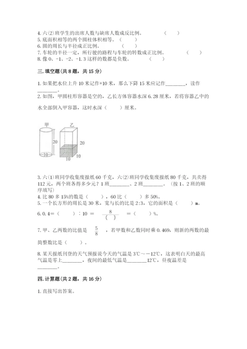 人教版六年级下册数学期末测试卷含完整答案【精品】.docx