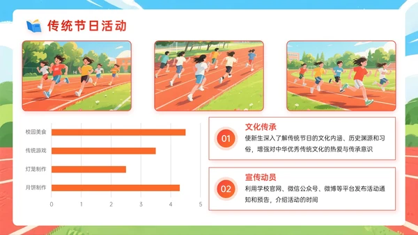 橙红色插画风关于九月新生入学教育PPT模板