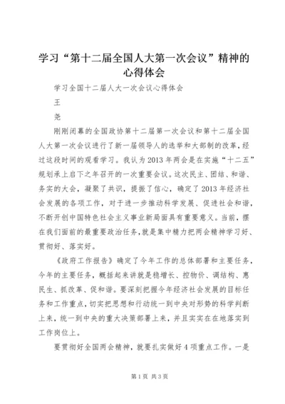 学习“第十二届全国人大第一次会议”精神的心得体会 (2).docx