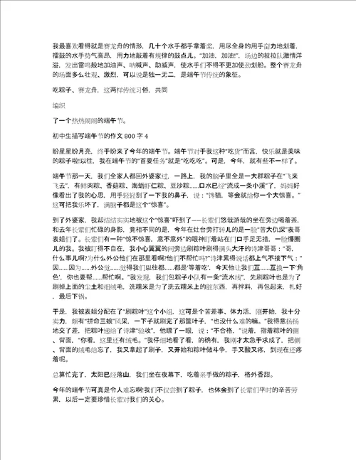 初中生描写端午节的作文800字