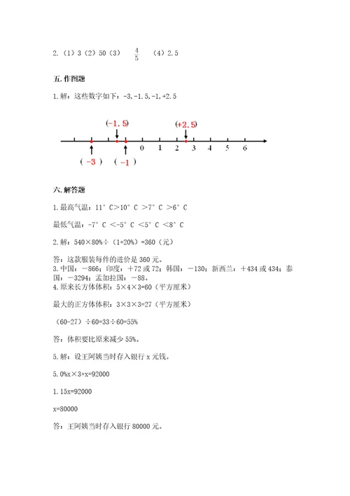 沧州市海兴县六年级下册数学期末测试卷带精品答案