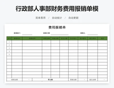 行政部人事部财务费用报销单模版