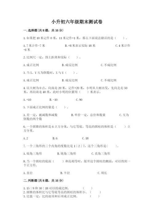 小升初六年级期末测试卷及参考答案【培优b卷】.docx