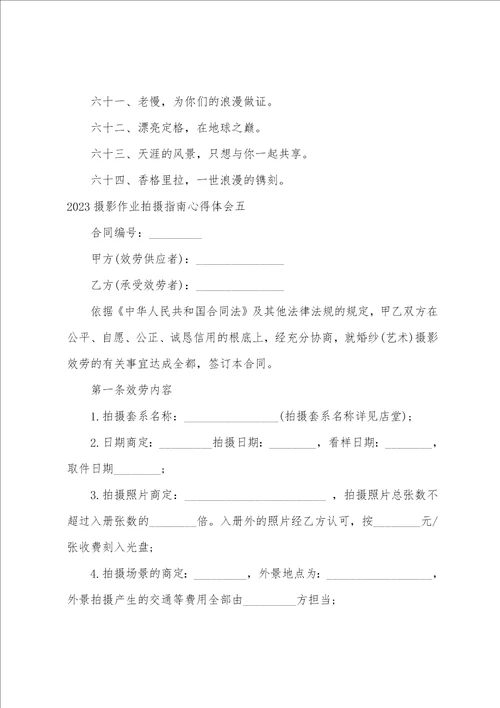 摄影作业拍摄指南心得体会摄影作业感想5篇