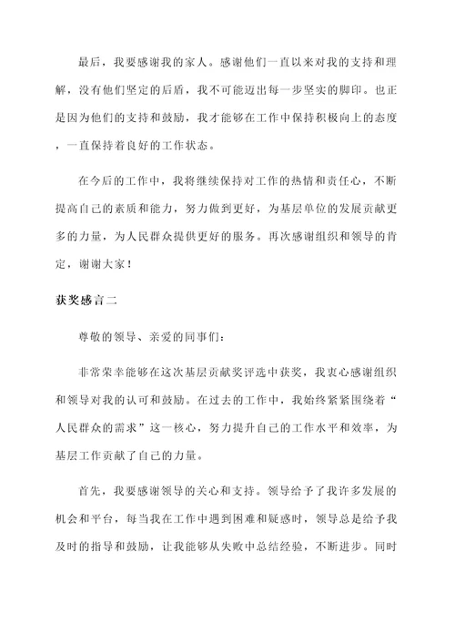 基层贡献奖获奖感言