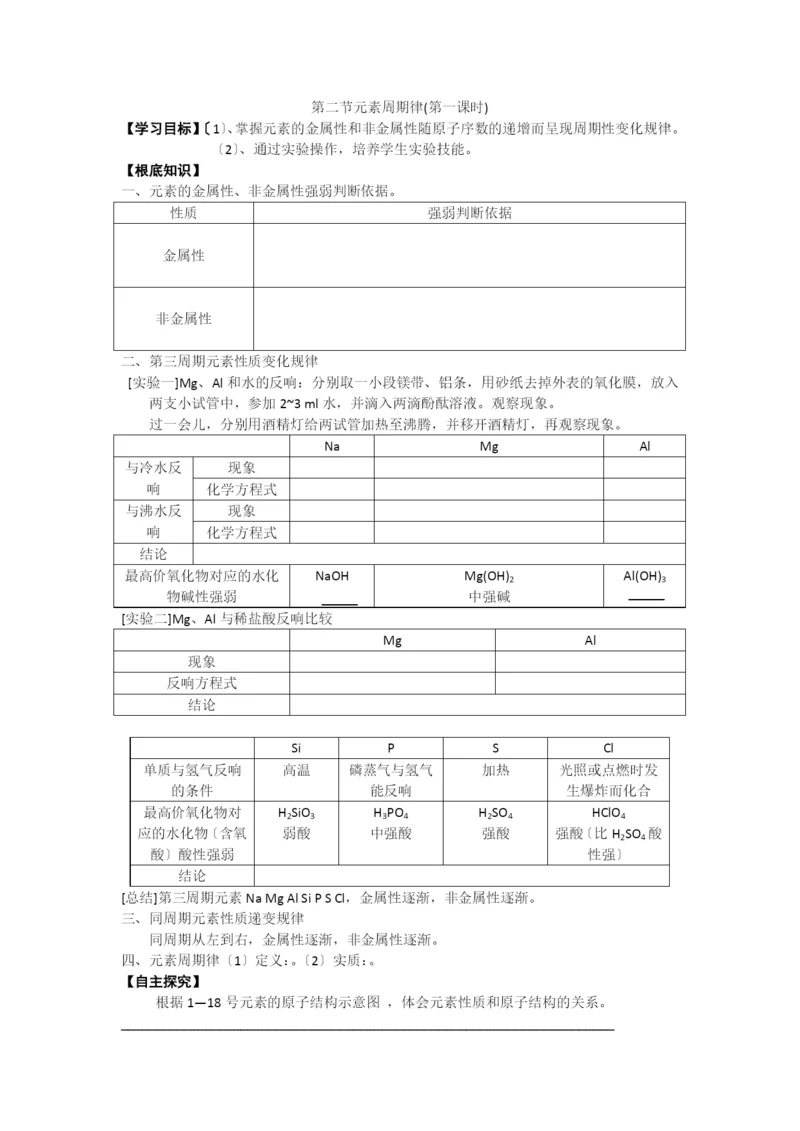 《元素周期律》学案10(人教版必修2).docx