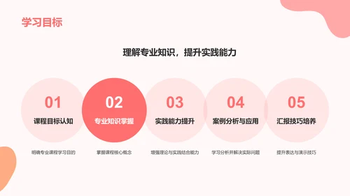 红色插画风大学生专业课汇报PPT模板