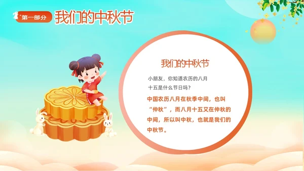 蓝色剪影插画风中国神话故事嫦娥奔月故事PPTz中秋