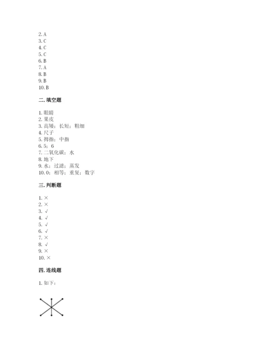 教科版一年级上册科学期末测试卷附完整答案（全国通用）.docx