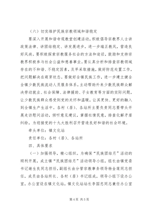 乡镇某年民族团结月活动方案.docx