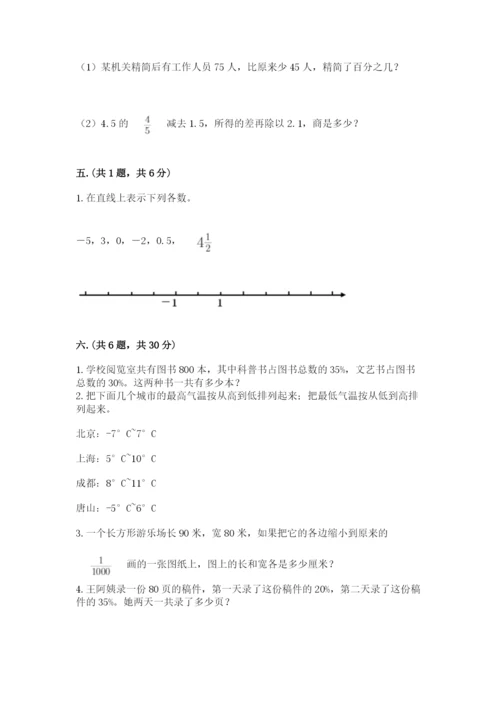 小学六年级下册数学摸底考试题（精练）.docx