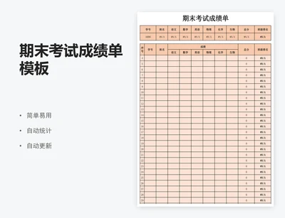 期末考试成绩单模板