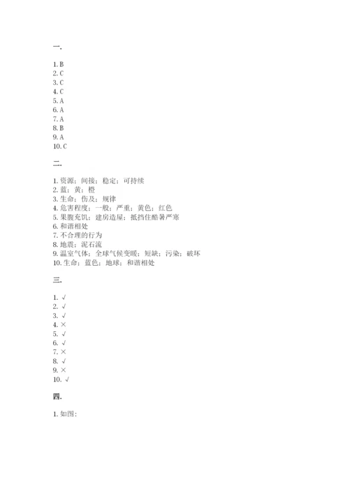 六年级下册道德与法治第二单元《爱护地球 共同责任》测试卷完整参考答案.docx