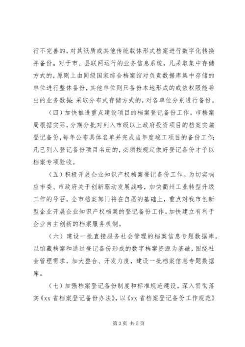 市档案局登记备份工作计划.docx