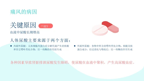 蓝色简约插画清新商务痛风健康教育健康宣教PPT模板