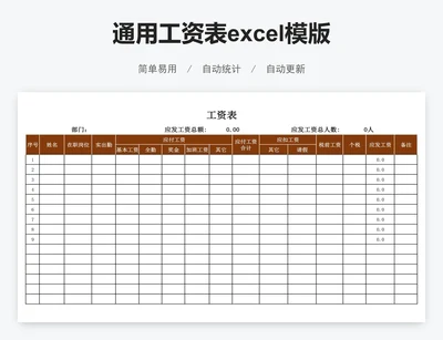 通用工资表excel模版