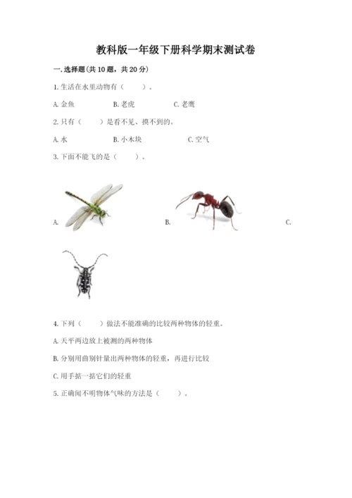 教科版一年级下册科学期末测试卷及参考答案ab卷.docx