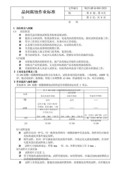 晶间腐蚀试验操作规程