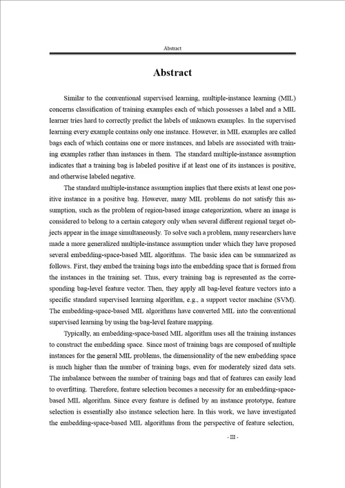 基于特征选择的嵌入空间多示例学习算法研究计算机科学与技术专业毕业论文