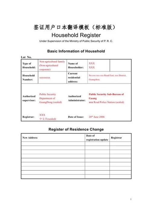 户口本翻译样本-Word范文