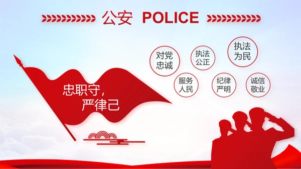蓝色大气公安部治安管理局动态PPT