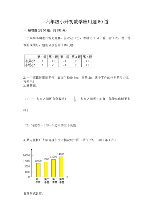 六年级小升初数学应用题50道及参考答案【模拟题】.docx