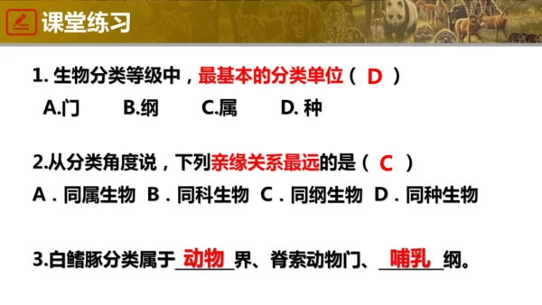 人教版生物七年级上册2.4.2《从种到界》（教学课件）(共16张PPT)