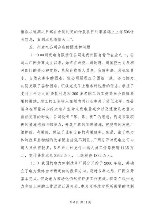 发电公司生产经营状况调研报告.docx