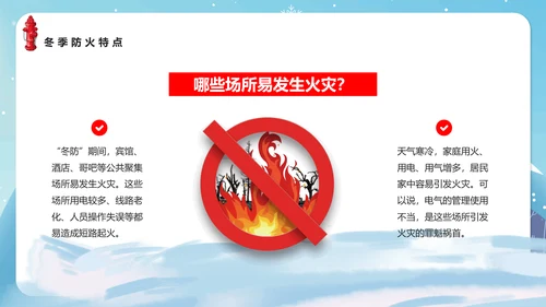 冬季防火安全知识教育讲座PPT课件模板